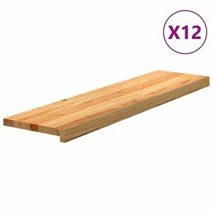 vidaXL 12 db tömör tölgyfa világosbarna lépcsőfokok 100x30x2 cm kép