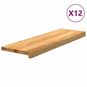 vidaXL 12 db tömör tölgyfa világosbarna lépcsőfokok 80x25x2 cm kép