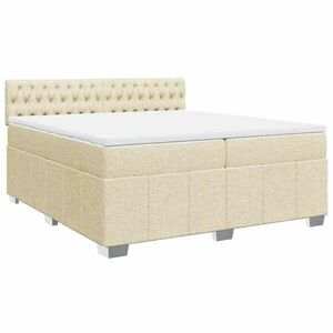 vidaXL krémszínű szövet rugós ágy matraccal 200 x 200 cm kép