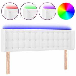 vidaXL fehér műbőr LED-es fejtámla 147x16x78/88 cm kép