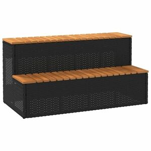 vidaXL pezsgőfürdő lépcső fekete 100x50x50, 5 cm polyrattan és akácfa kép