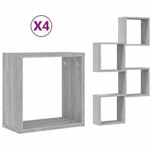 vidaXL 4 db szürke sonoma fali kockapolc 30 x 15 x 30 cm kép