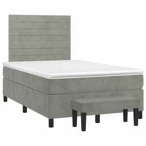 vidaXL világosszürke bársony rugós ágy matraccal 120 x 190 cm kép