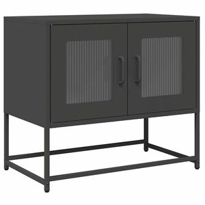 vidaXL fekete hidegen hengerelt acél TV-szekrény 68x39x60, 5 cm kép