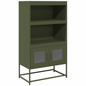 vidaXL Highboard olívazöld 68x39x123 cm Acél kép