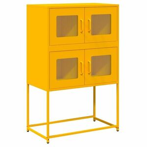 vidaXL Highboard Mustársárga 68x39x107 cm Acél kép