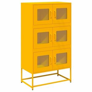 vidaXL Highboard Mustársárga 68x39x123 cm Acél kép