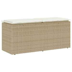 vidaXL bézs polyrattan kerti pad párnával 110x40x44 cm kép