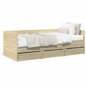 vidaXL sonoma tölgy színű fém ágykeret matrac nélkül 90x190 cm kép