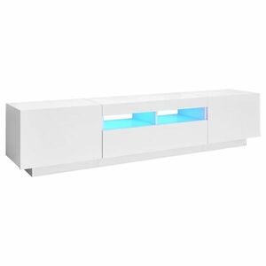 vidaXL magasfényű fehér TV-szekrény LED-lámpákkal 180 x 35 x 40 cm kép