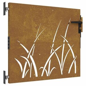 vidaXL fűmintás corten acél kerti kapu 85 x 75 cm kép