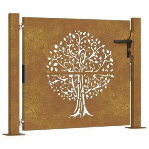 vidaXL rozsdaszínű famintás corten acél kerti kapu 105 x 105 cm kép