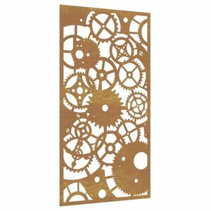 vidaXL fogaskerék mintás corten acél kerti faldísz 105 x 55 cm kép