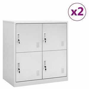 vidaXL 2 db világosszürke acél zárható szekrény 90 x 45 x 92, 5 cm kép