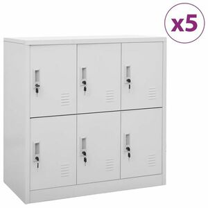 vidaXL 5 db világosszürke acél zárható szekrény 90 x 45 x 92, 5 cm kép