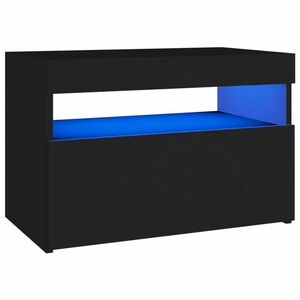 vidaXL fekete éjjeliszekrény LED-lámpákkal 60x35x40 cm szerelt fa kép