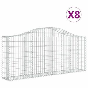 vidaXL 8 db íves horganyzott vas gabion kosár 200x30x80/100 cm kép