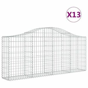 vidaXL 13 db íves horganyzott vas gabion kosár 200x30x80/100 cm kép