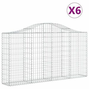 vidaXL 6 db íves horganyzott vas gabion kosár 200x30x100/120 cm kép