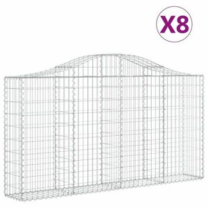 vidaXL 8 db íves horganyzott vas gabion kosár 200x30x100/120 cm kép