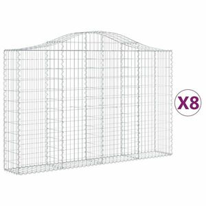 vidaXL 8 db íves horganyzott vas gabion kosár 200x30x120/140 cm kép