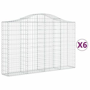 vidaXL 6 db íves horganyzott vas gabion kosár 200x30x120/140 cm kép