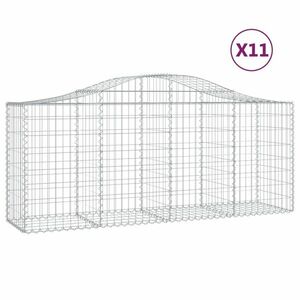 vidaXL 11 db íves horganyzott vas gabion kosár 200x50x80/100 cm kép