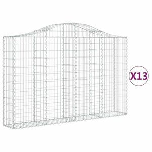 vidaXL 13 db íves horganyzott vas gabion kosár 200x30x120/140 cm kép