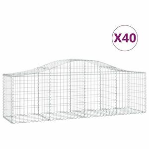 vidaXL 40 db íves horganyzott vas gabion kosár 200x50x60/80 cm kép