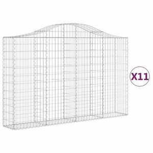 vidaXL 11 db íves horganyzott vas gabion kosár 200x30x120/140 cm kép