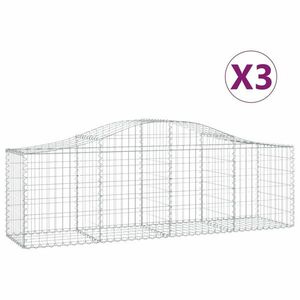 vidaXL 3 db íves horganyzott vas gabion kosár 200x50x60/80 cm kép