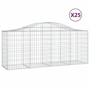 vidaXL 25 db íves horganyzott vas gabion kosár 200x50x80/100 cm kép