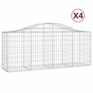 vidaXL 4 db íves horganyzott vas gabion kosár 200x50x80/100 cm kép