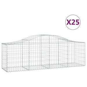 vidaXL 25 db íves horganyzott vas gabion kosár 200x50x60/80 cm kép