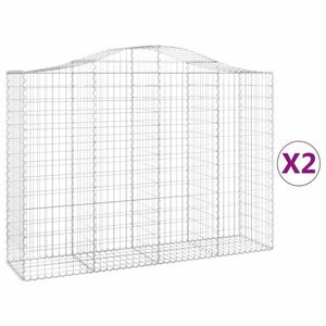 vidaXL 2 db íves horganyzott vas gabion kosár 200x50x140/160 cm kép