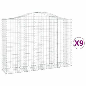 vidaXL 9 db íves horganyzott vas gabion kosár 200x50x140/160 cm kép