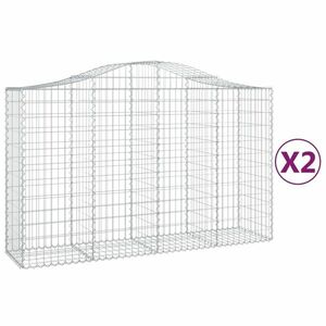 vidaXL 2 db íves horganyzott vas gabion kosár 200x50x120/140 cm kép