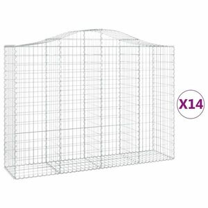 vidaXL 14 db íves horganyzott vas gabion kosár 200x50x140/160 cm kép