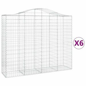 vidaXL 6 db íves horganyzott vas gabion kosár 200x50x160/180 cm kép