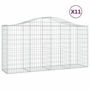 vidaXL 11 db íves horganyzott vas gabion kosár 200 x 50 x 100/120 cm kép