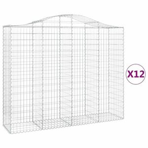 vidaXL 12 db íves horganyzott vas gabion kosár 200x50x160/180 cm kép