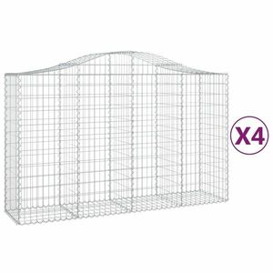 vidaXL 4 db íves horganyzott vas gabion kosár 200x50x120/140 cm kép