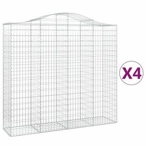 vidaXL 4 db íves horganyzott vas gabion kosár 200x50x180/200 cm kép