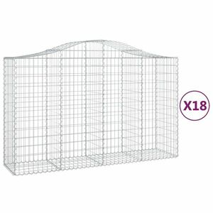 vidaXL 18 db íves horganyzott vas gabion kosár 200x50x120/140 cm kép