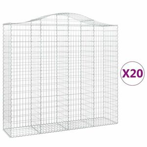 vidaXL 20 db íves horganyzott vas gabion kosár 200x50x180/200 cm kép