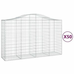 vidaXL 50 db íves horganyzott vas gabion kosár 200x50x120/140 cm kép