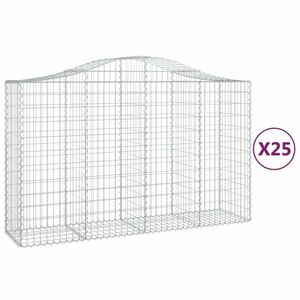 vidaXL 25 db íves horganyzott vas gabion kosár 200x50x120/140 cm kép