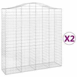 vidaXL 2 db íves horganyzott vas gabion kosár 200x50x200/220 cm kép