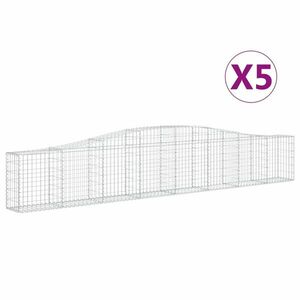 vidaXL 5 db íves horganyzott vas gabion kosár 400x30x60/80 cm kép