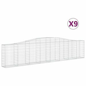 vidaXL 9 db íves horganyzott vas gabion kosár 400x30x80/100 cm kép